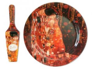 Talerz deserowy z łopatką dec:G.Klimt - The Kiss śr.30cm