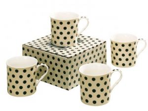 Komplet 4 kubków - Countess Black Spot on Cream (FCH)
