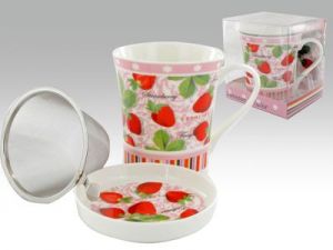 kubek z sitkiem i przykrywką Strawberry