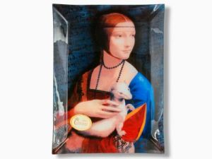 Talerz dekoracyjny -L. Da Vinci -Dama z łasiczką - 20x28cm