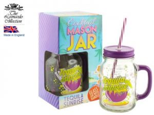 Kubek szklany z zakrętką i słomką - Tequila Sunrise