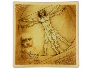 Talerz dekoracyjny - L Da Vinci - Człowiek Witruwiański - 30x30cm