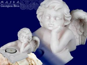 Aniołek ze świeczką -alabaster grecki