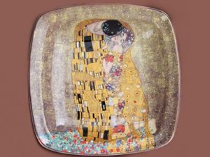 Kwadratowych talerz G. Klimt - Pocałunek