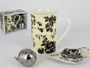 Kubek royal. tea bag i zaparzarka do herbaty Design Black rose