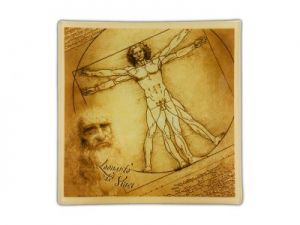 Talerz dekoracyjny - Leonardo Da Vinci - Człowiek Witruwiański - 13x13cm